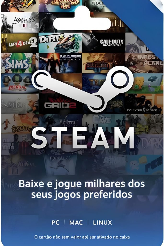 Gift Card Steam - Cartão Presente Digital PC Brasil